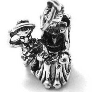 MOTHER READING TO CHILD CHARM. STERLING SILVER